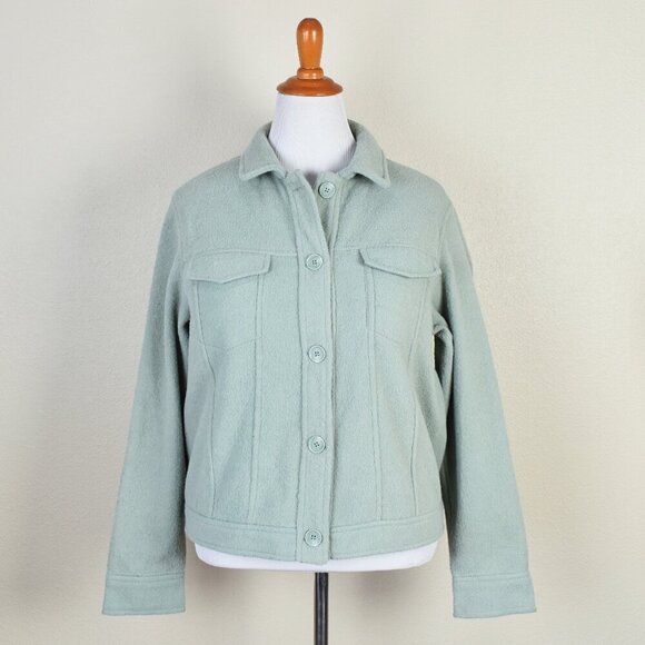 Joie Jackets & Blazers - Joie Sage Green Fleece Fuzzy Shacket Button Front Jacket - L